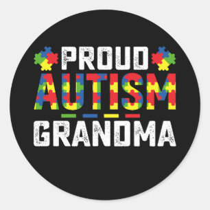 Proud Autismus Oma Awareness Autistic Familie Runder Aufkleber