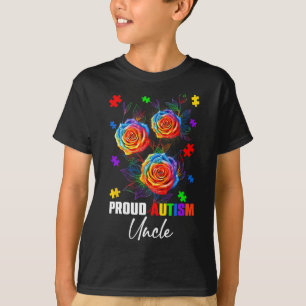 Proud Autismus Onkel Rose Blume und Puzzles Autism T-Shirt