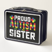 Proud Autisse Sister Awareness Autistic Family Metall Brotdose (Vorderseite)