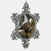 Proud Bald Eagle Schneeflocken Zinn-Ornament (Links)