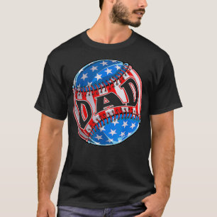 Proud Baseball Vater American Flag Baseball Softba T-Shirt