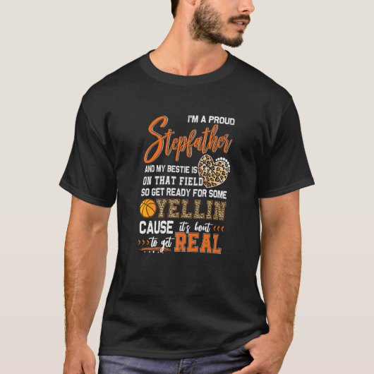 Proud Basketball Stepfather Basketball Familienspi T-Shirt (Vorderseite)