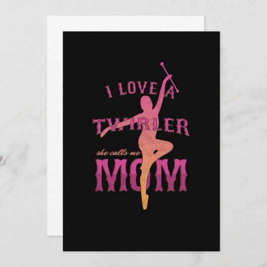 Proud Baton Twirler Mama Majorette Mutter I Liebe  Einladung (Vorne/Hinten)