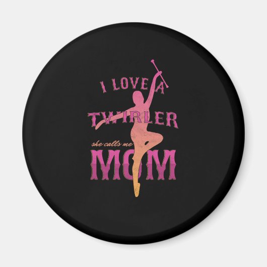 Proud Baton Twirler Mama Majorette Mutter I Liebe  Magnet (Vorne)