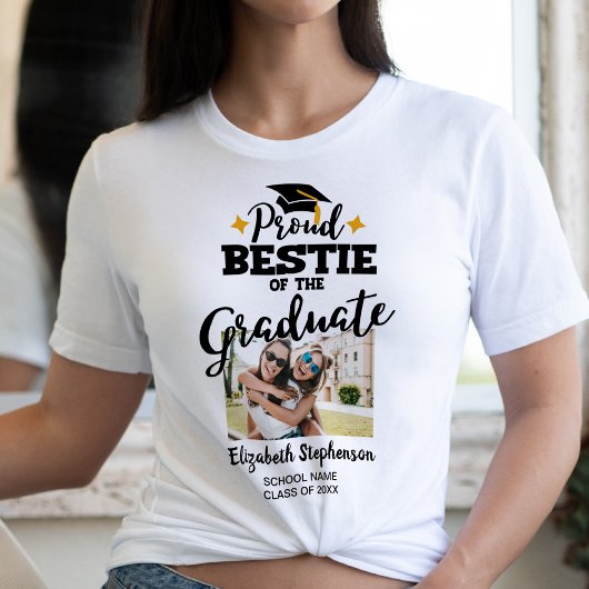 Proud Bestie der Graduate Foto School Name T-Shirt