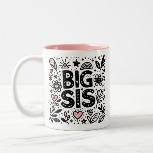 Proud Big Sis - Blumenfeier Zweifarbige Tasse