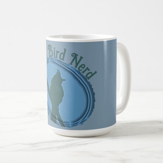 Proud Bird Nerd Silhouette Blue Gray Vogelbeobacht Kaffeetasse (VorderseiteRechts)
