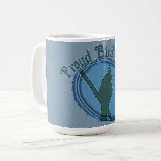Proud Bird Nerd Silhouette Blue Gray Vogelbeobacht Kaffeetasse (Vorderseite Links)