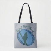 Proud Bird Nerd Silhouette Blue Gray Vogelbeobacht Tasche (Vorderseite)