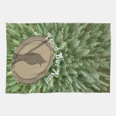 Proud Bird Nerd Silhouette Brown Green Vogelbeobac Geschirrtuch (Horizontal)