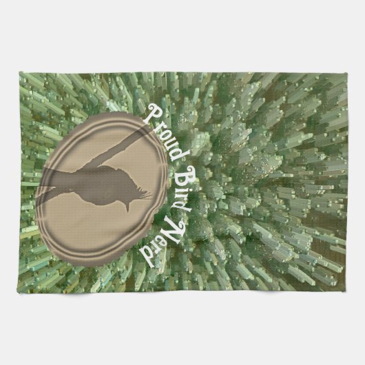 Proud Bird Nerd Silhouette Brown Green Vogelbeobac Geschirrtuch (Horizontal)