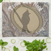 Proud Bird Nerd Silhouette Brown Green Vogelbeobac Geschirrtuch (Gefaltet)