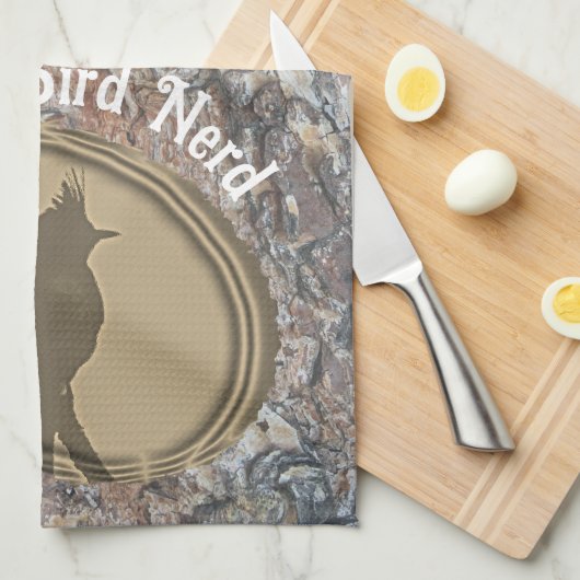 Proud Bird Nerd Silhouette Brown Green Vogelbeobac Geschirrtuch (Viertel Falte)