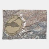 Proud Bird Nerd Silhouette Brown Green Vogelbeobac Geschirrtuch (Horizontal)