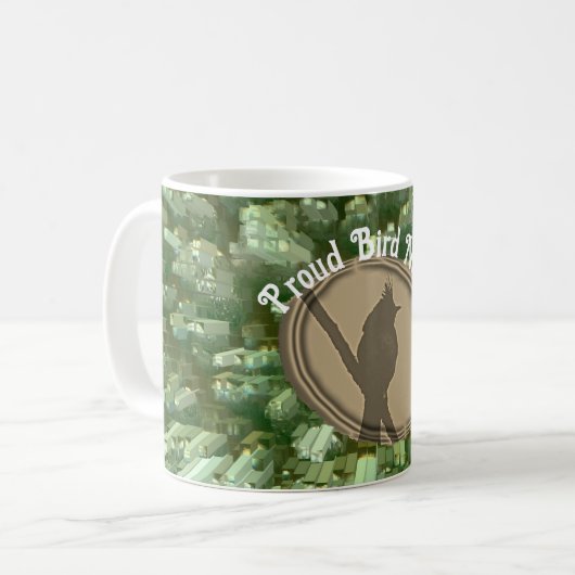 Proud Bird Nerd Silhouette Brown Green Vogelbeobac Kaffeetasse (Vorderseite Links)