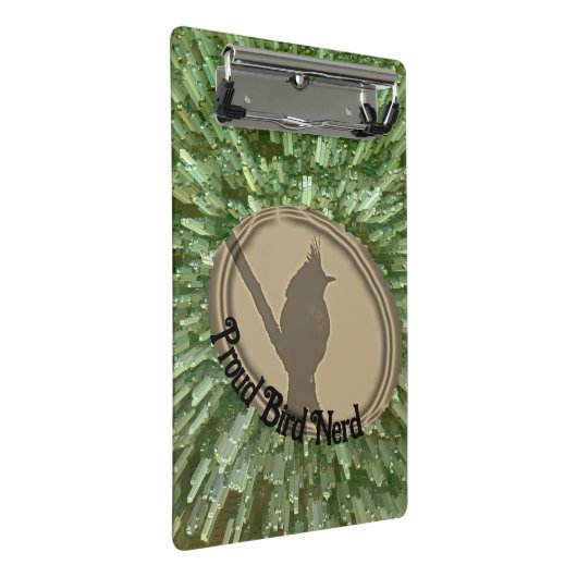 Proud Bird Nerd Silhouette Brown Green Vogelbeobac Mini Klemmbrett (Schrägansicht)