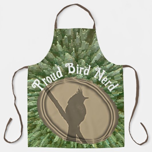 Proud Bird Nerd Silhouette Brown Green Vogelbeobac Schürze (Vorderseite)