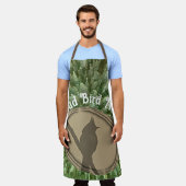 Proud Bird Nerd Silhouette Brown Green Vogelbeobac Schürze (Getragen)