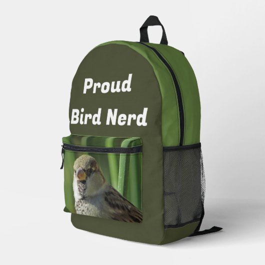 Proud Bird Nerd Sparrow Animal Birdwatcher Bedruckter Rucksack (Rückseitige Ecke Rechts)