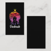 Proud Black Queen African Doctorate PhD Abschluss Visitenkarte (Vorne/Hinten)