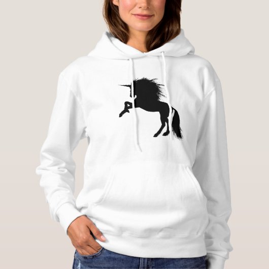 Proud Black Unicorn Silhouette Fantasy Animal, ZKA Hoodie (Vorderseite)