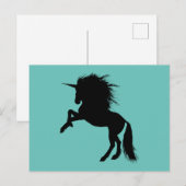 Proud Black Unicorn Silhouette Fantasy Animal, ZKA Postkarte (Vorne/Hinten)