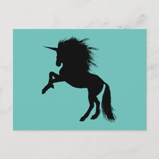 Proud Black Unicorn Silhouette Fantasy Animal, ZKA Postkarte (Vorderseite)