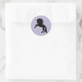 Proud Black Unicorn Silhouette Fantasy Animal, ZKA Runder Aufkleber (Tasche)