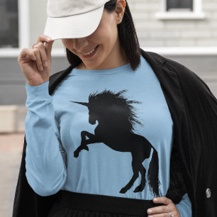 Proud Black Unicorn Silhouette Fantasy Animal, ZKA T-Shirt