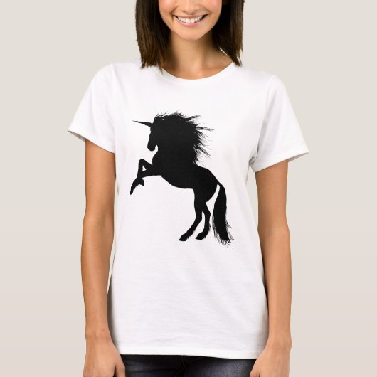 Proud Black Unicorn Silhouette Fantasy Animal, ZKA T-Shirt (Vorderseite)