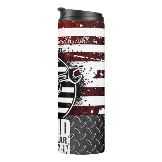 Proud Blue Collar American Patriot Thermosbecher (Nach rechts gedreht)