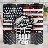 Proud Blue Collar American Patriot Thermosbecher