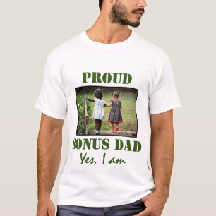 PROUD BONUS VATER   Anpassbarer Foto WHITE T - Shi T-Shirt