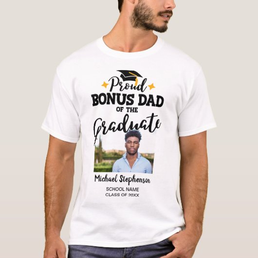 Proud Bonus Vater des Graduierten Foto Name T - Sh T-Shirt (Vorderseite)