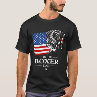 Proud Boxer Dog Vater American Flag Patriotic Dog T-Shirt