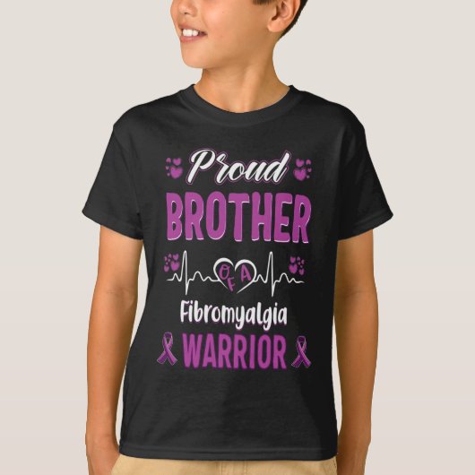 Proud Brother Fibromyalgie Kriegererkennungsribbo T-Shirt (Vorderseite)
