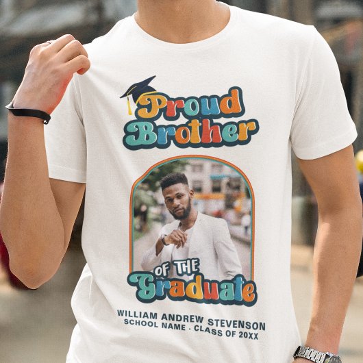 Proud Brother of the graduate Foto Groovy Retro T-Shirt
