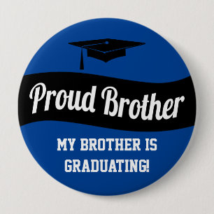 Proud Brother - Schwarz-weiß Blue Abschluss Button