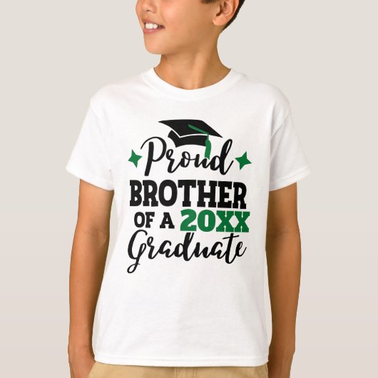 Proud Brother von 2022 Absolvent schwarzen grünen T-Shirt (Vorderseite)