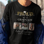 Proud Bruder des Graduate Foto Collage T-Shirt<br><div class="desc">Teilen Sie,  wie stolz Sie sind mit diesem Abschluss Zeremonie T - Shirt,  Design zeigt ein Absolventen-Mortarboard,  3 Bilder der von Ihrem Sohn oder Tochter,  das Sprichwort "Proud Brother of the graduate" in einer Kombination von weißen Kalligraphie-Skript und Serif-Schriftart,  die Klasse Jahr,  ihren Namen und Ort des Studiums.</div>