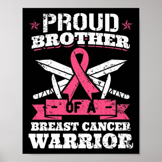 Proud Bruder von Brustkrebs Krieger rosa Awaren Poster (Vorne)