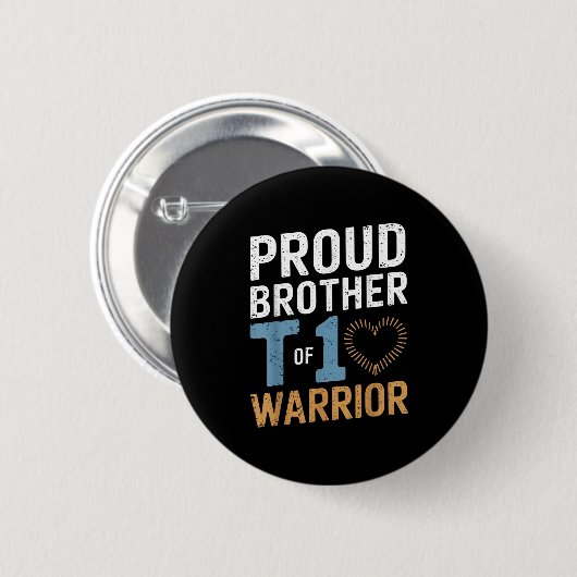 Proud Bruder von T1 Warrior Herz Diabetes Awarene Button (Vorne & Hinten)