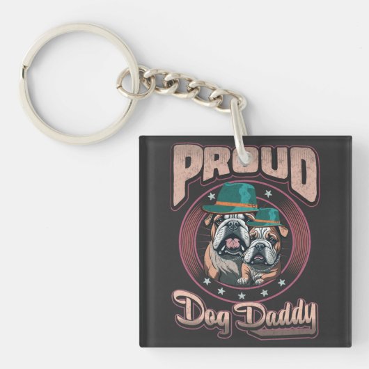 Proud Bulldog Vater, Bulldog-Vatertag-Geschenk Schlüsselanhänger (Vorderseite)