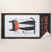 Proud Cat Illustration Personalisiert Strandtuch (Vorderseite)