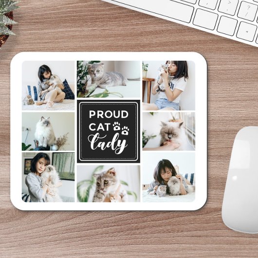 Proud Cat Lady Charcoal Foto Collage Mousepad