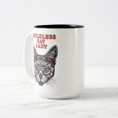 Proud Childless Cat Lady Zweifarbige Tasse (Vorderseite Links)