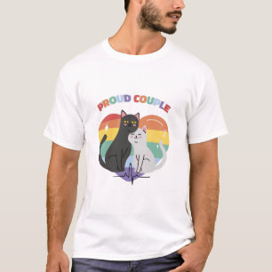 Proud Couple Cats Regenbogenherz T-Shirt
