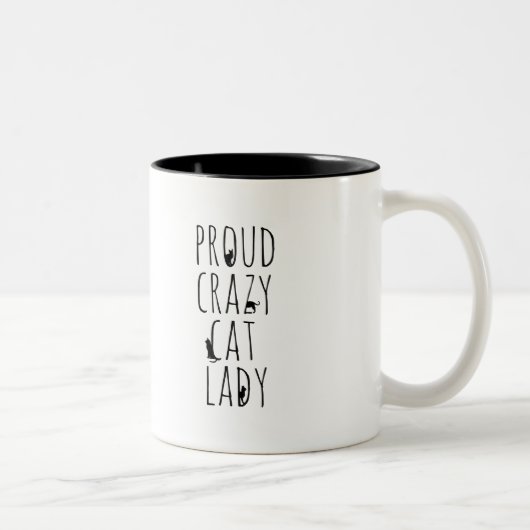 Proud Crazy Cat Lady Zweifarbige Tasse (Rechts)