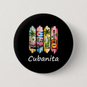 Proud Cubanita Cuban Flag Guitar Mojito Car Design Button (Vorderseite)