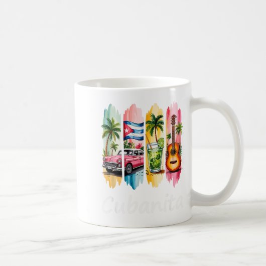 Proud Cubanita Cuban Flag Guitar Mojito Car Design Kaffeetasse (Rechts)
